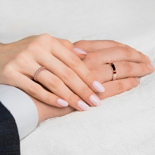 Obrączki ślubne: różowe złoto, płaskie, 3 mm